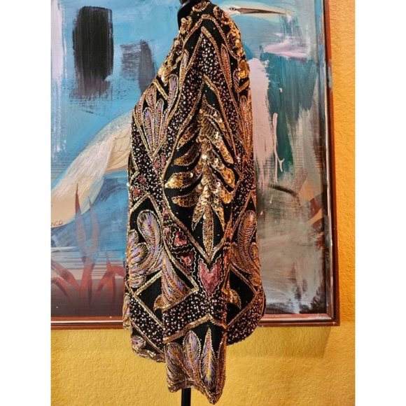 Razzle Dazzle Vintage Sequin Jacket, Vintage Sequins and Beaded Tunic, Sequins - Picture 2 of 9